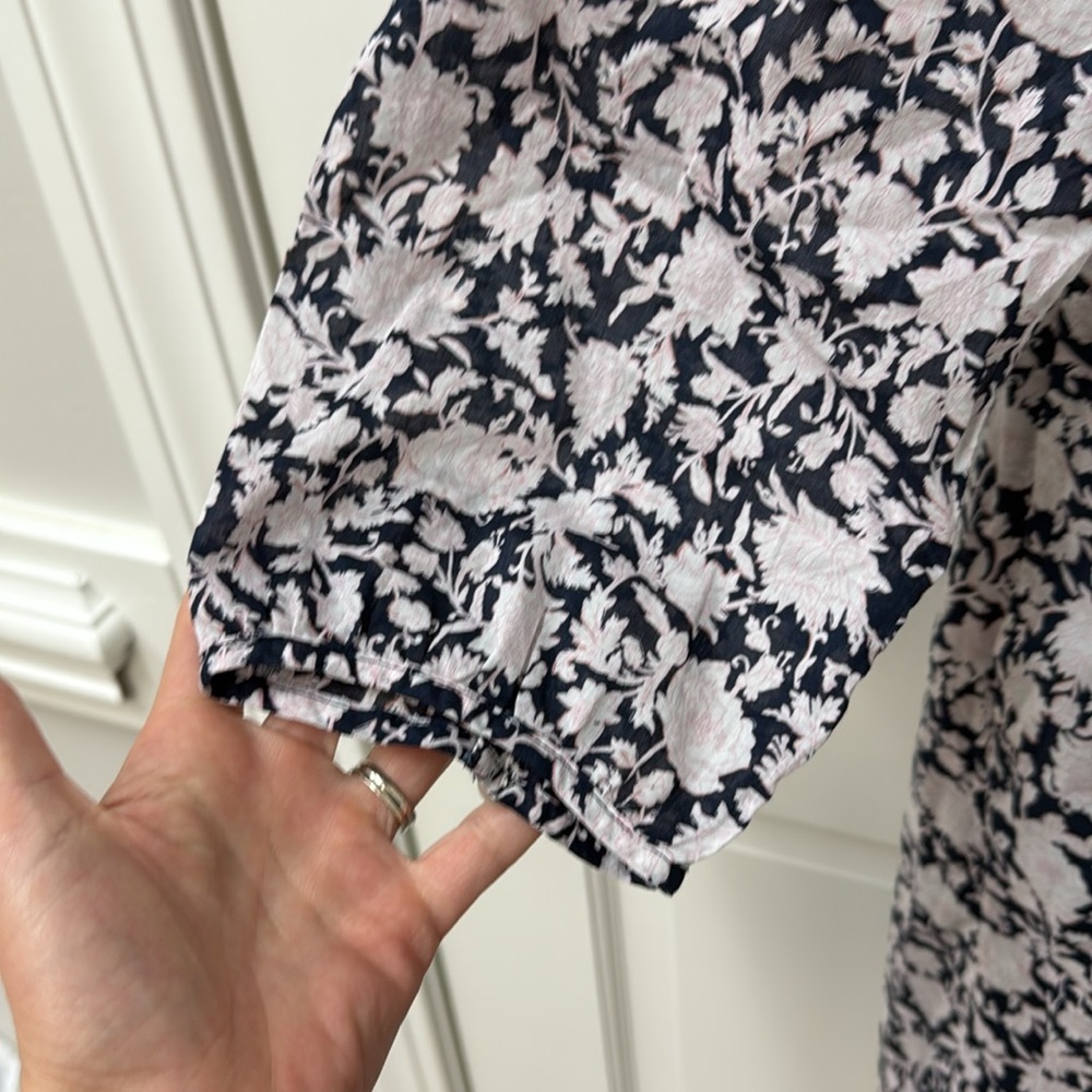 J Crew Tie Waist Cotton Voile MIDI Dress in Rose Vines Sz 4! - Picture 6 of 12